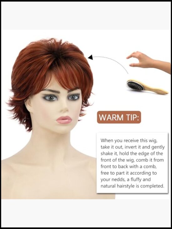 Short Pixie Cut Wig with Bangs Layered Curly Synthetic Hair Natural Look Daily main image 5
